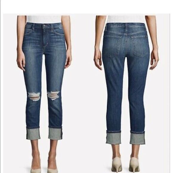 Joe's Jeans | Regina RIN High-Rise Charlie Crop Distressed Cuffed Jeans | 25 - Picture 4 of 8